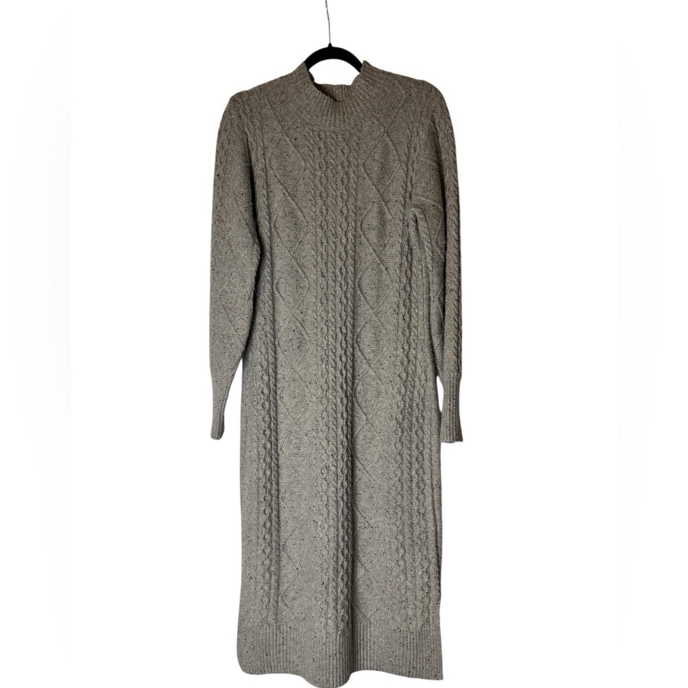 Lucky Brand Gray Cable Knit Turtleneck Sweater Dress